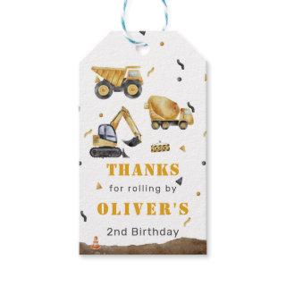 Building Dreams Construction Boy Birthday Party Gift Tags