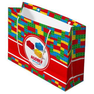 Bulding Block Build and Play Colourful Birthday Large Gift Bag