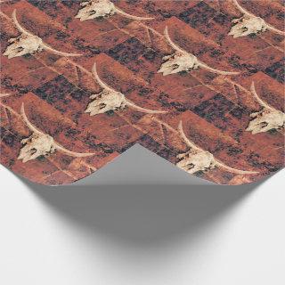 Bull Skull Country Western Brown Black Pattern