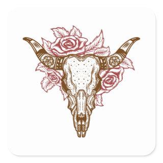 Bull Skull Square Sticker