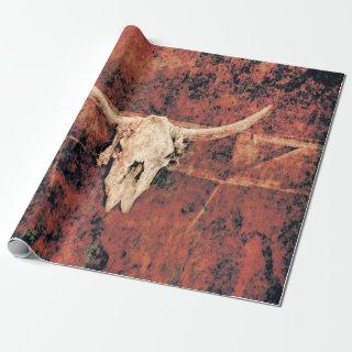 Bull Skull Western Country Brown Black Rustic Art