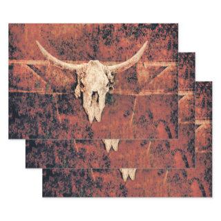 Bull Skull Western Country Brown Black Rustic Art  Sheets