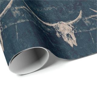 Bull Skull Western Rustic Old Country Grey Pattern