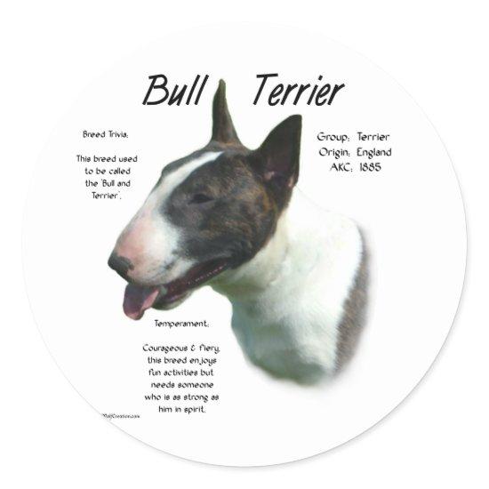 Bull Terrier (colored) History Design Classic Round Sticker