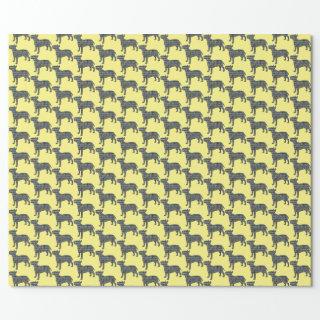 Bull Terrier Dog Silhouette Y&B Grid Yellow