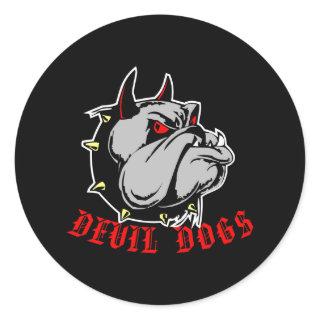 Bulldog Devil Dogs Black Classic Round Sticker