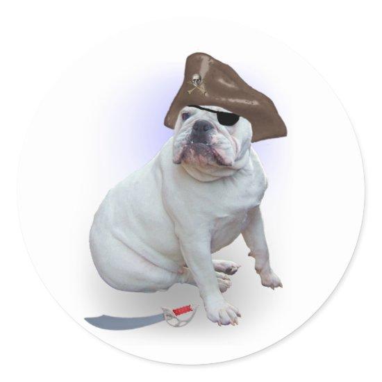 Bulldog Pirate Classic Round Sticker