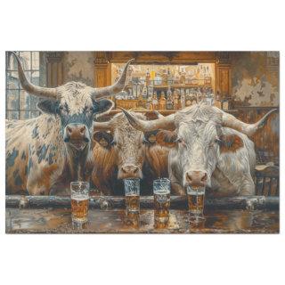 Bulls-Cows in a Western Saloon Decoupage Tissue Paper