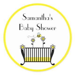 Bumble Bee Crib Baby Shower Classic Round Sticker