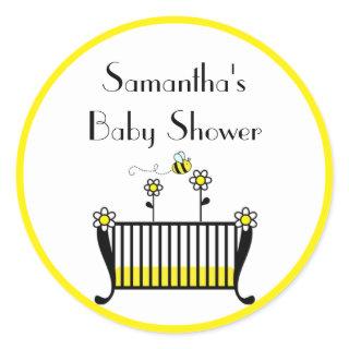 Bumble Bee Crib Baby Shower Classic Round Sticker