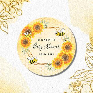 Bumble bee honeycomb sunflowers baby shower classic round sticker