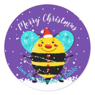 bumble honey bee of Christmas present merry gift Classic Round Sticker