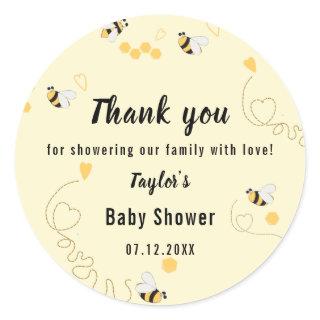 Bumblebee Honey Gender Neutral Baby Shower Classic Round Sticker
