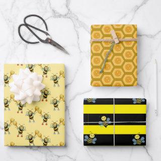 Bumblebees with heart & honeycomb pattern wrapping  sheets