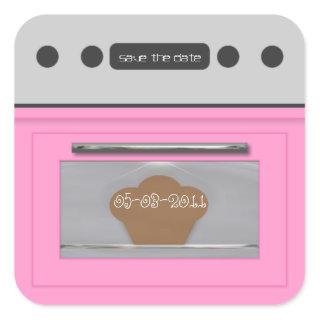 Bun in oven sticker-light pink square sticker