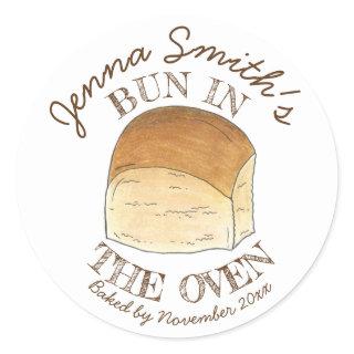 Bun in The Oven Bread Dinner Roll Baby Shower Classic Round Sticker