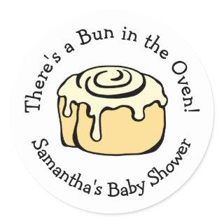 Bun in the Oven Cute Modern Baby Shower Boy / Girl Classic Round Sticker