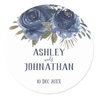 Bunch of Blue Roses Style Wedding Classic Round Sticker