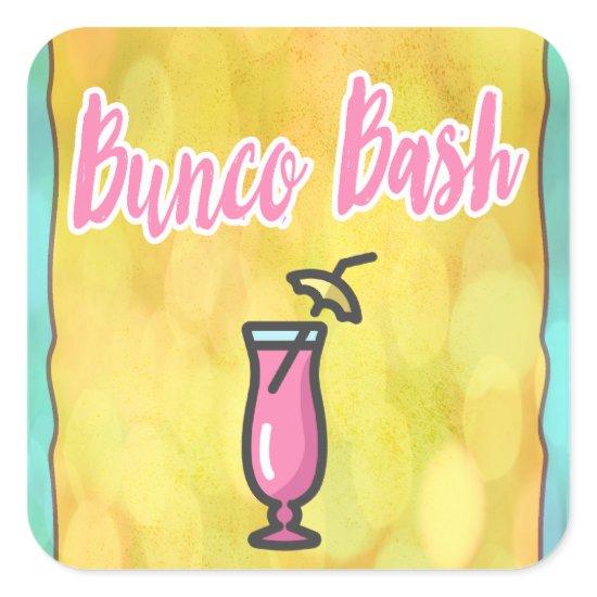 Bunco Bash Pink Drink Square Sticker