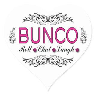 Bunco, Roll, Chat, Laugh In Pink, Black and White Heart Sticker