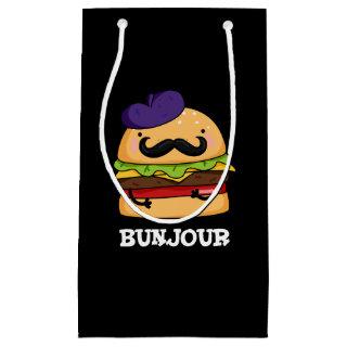 Bunjour Funny French Burger Bun Pun Dark BG Small Gift Bag