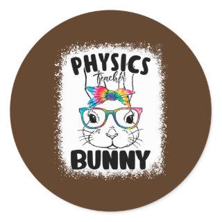 Bunny Face Physics Teacher Glasses Teacher Easter Classic Round Sticker
