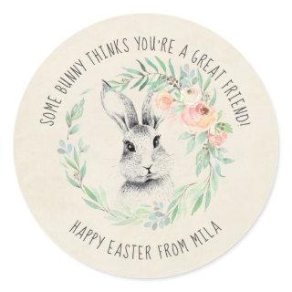 Bunny Friend Kids Easter Party Favor Classic Round Sticker