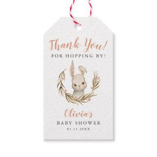 Bunny Girl Baby Shower Thanks for Hopping By Gift Tags