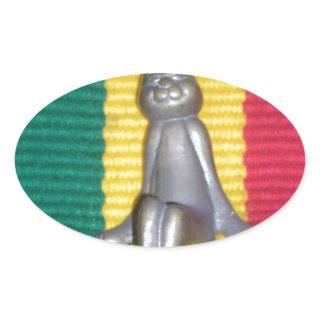 Bunny in Rasta Colors: A Touch of Groovy Art Print Oval Sticker