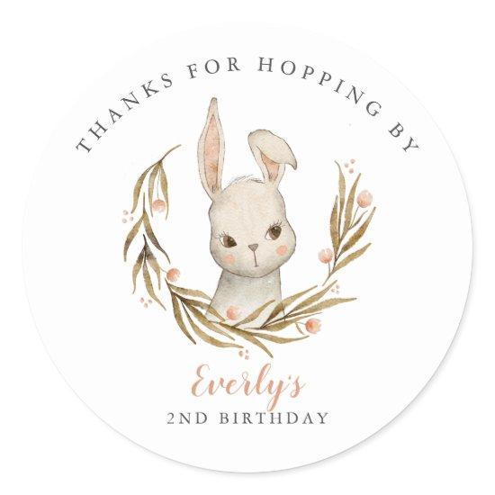 Bunny Thanks For Hopping By Girl Birthday Party Classic Round Sticker