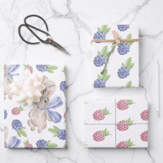 Bunny watercolor spring berry  sheets