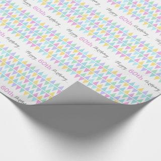 Bunting flags white birthday age 60 patterned wrap