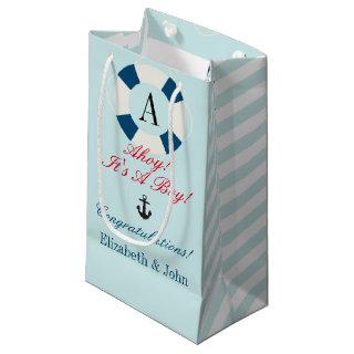 Buoy with Monogram, Nautical New Baby Boy Small Gift Bag