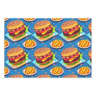 Burger and Fries Colorful Cartoon Illustration  Sheets