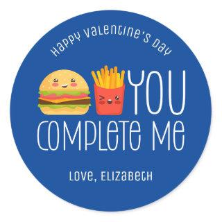 Burger and Fries Funny Cute Best Friend Valentine Classic Round Sticker