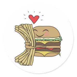 Burger Loves Fries Classic Round Sticker