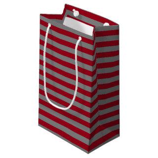 Burgundy and Charcoal Grey Stripes Small Gift Bag