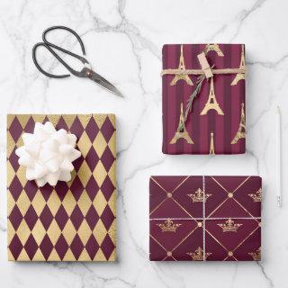 Burgundy and Gold Paris  Sheets