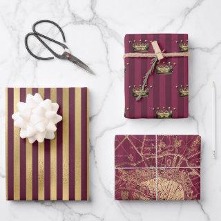 Burgundy and Gold Paris  Sheets