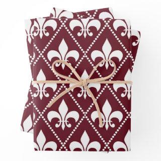 Burgundy Fleur de Lis  Sheets