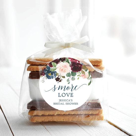 Burgundy Navy S'More Love - Favor Stickers