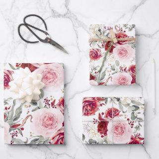 Burgundy Red and Pink Floral Botanical Elegant  Sheets