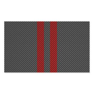 Burgundy Red Carbon Fiber Like Racing Stripes Rectangular Sticker