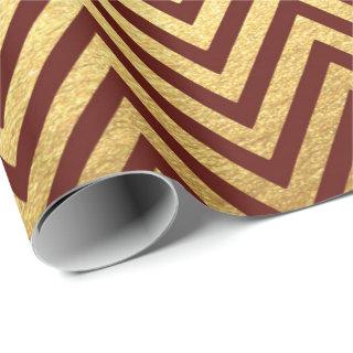 Burgundy Red Gold Stripes  Lines Zig Zag Chevron