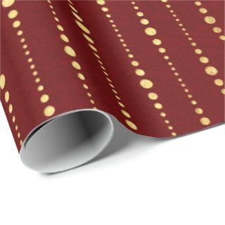 Burgundy Red Maroon Golden Stripes Drops Dots