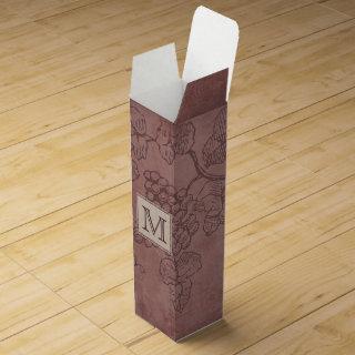 Burgundy Wine Grapevine Monogram Wine Box