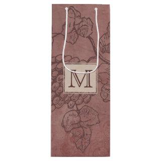 Burgundy Wine Grapevine Monogram Wine Gift Bag