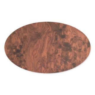 Burl Mahogany Wood Texture Oval Sticker