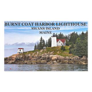 Burnt Coat Harbor Lighthouse, Swans Island Maine Rectangular Sticker