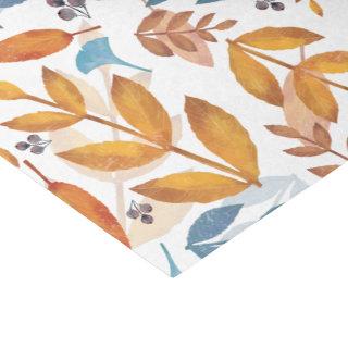 Burnt Orange and Blue Fall Leaves Tissue Paper